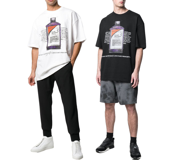 IH NOM UH NIT Codeine Syrup Bottle Men's White/Black Graphic T-Shirt NUS19260