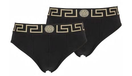 Versace Black Cotton Briefs 2-Pack Underwear for Men