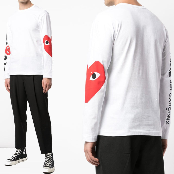 Comme des Garcons Big Heart Long Sleeve Crewneck T-Shirt Black Men