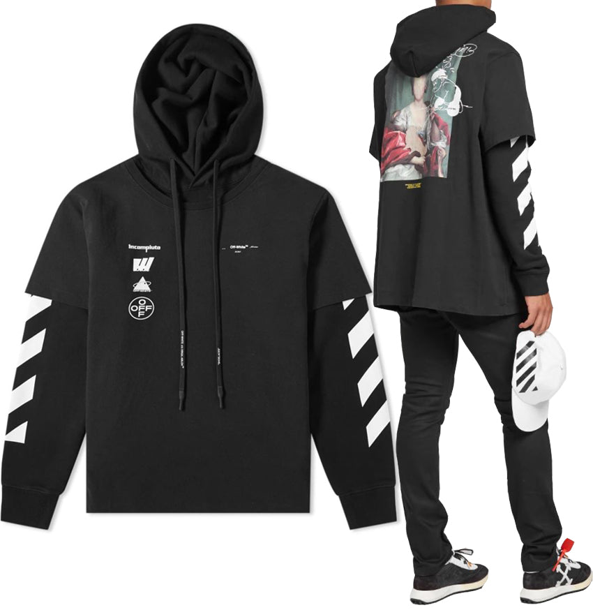 OFF WHITE Mariana Men's Black Hoodie OMB033E191850051088