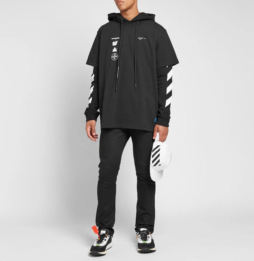 OFF WHITE Mariana Men's Black Hoodie OMB033E191850051088