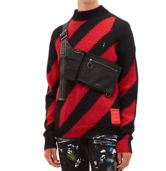 OFF WHITE Diag Mohair Crewneck Sweater Red OMHE028E19B02002