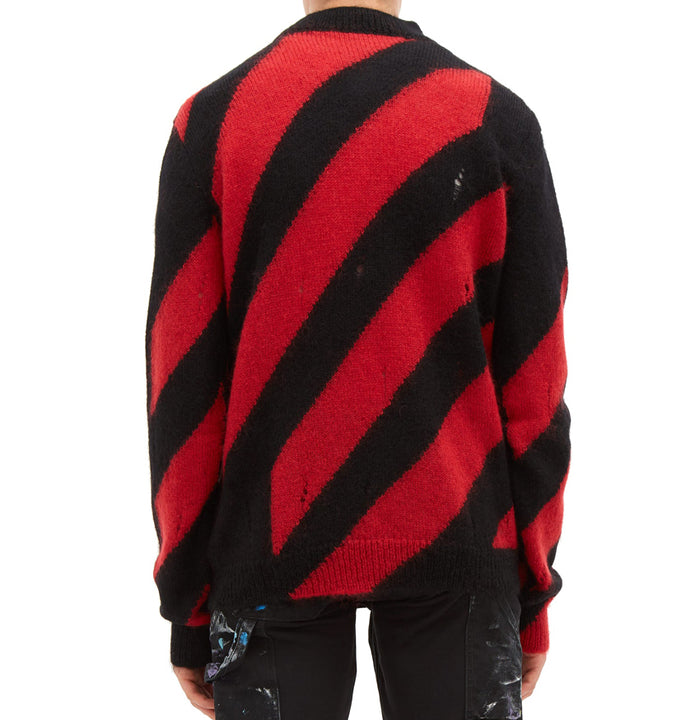 OFF WHITE Diag Mohair Crewneck Sweater Red OMHE028E19B02002