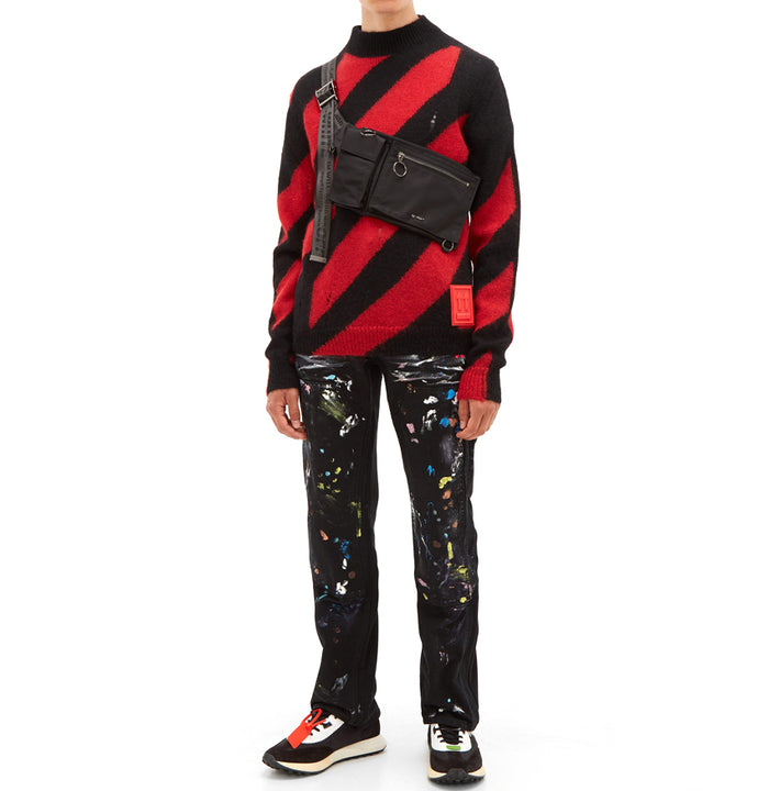 OFF WHITE Diag Mohair Crewneck Sweater Red OMHE028E19B02002