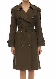 BURBERRY Westminster Canvas Trench Long Coat Military Green