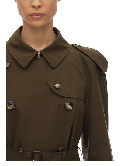 BURBERRY Westminster Canvas Trench Long Coat Military Green