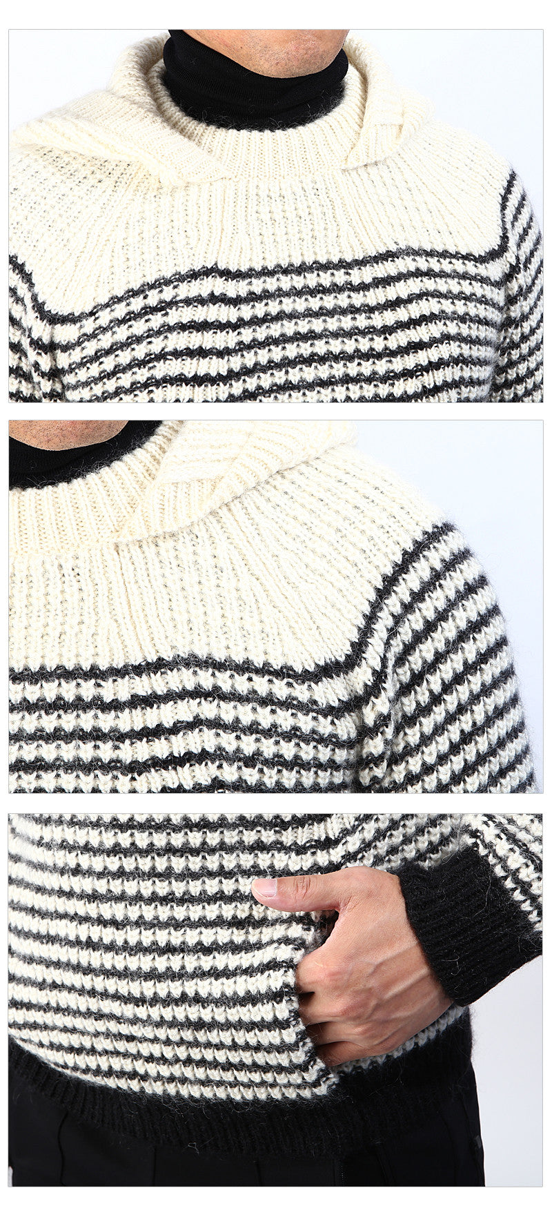 Saint Laurent Men's Striped Hooded Knit Sweater 584942 9744