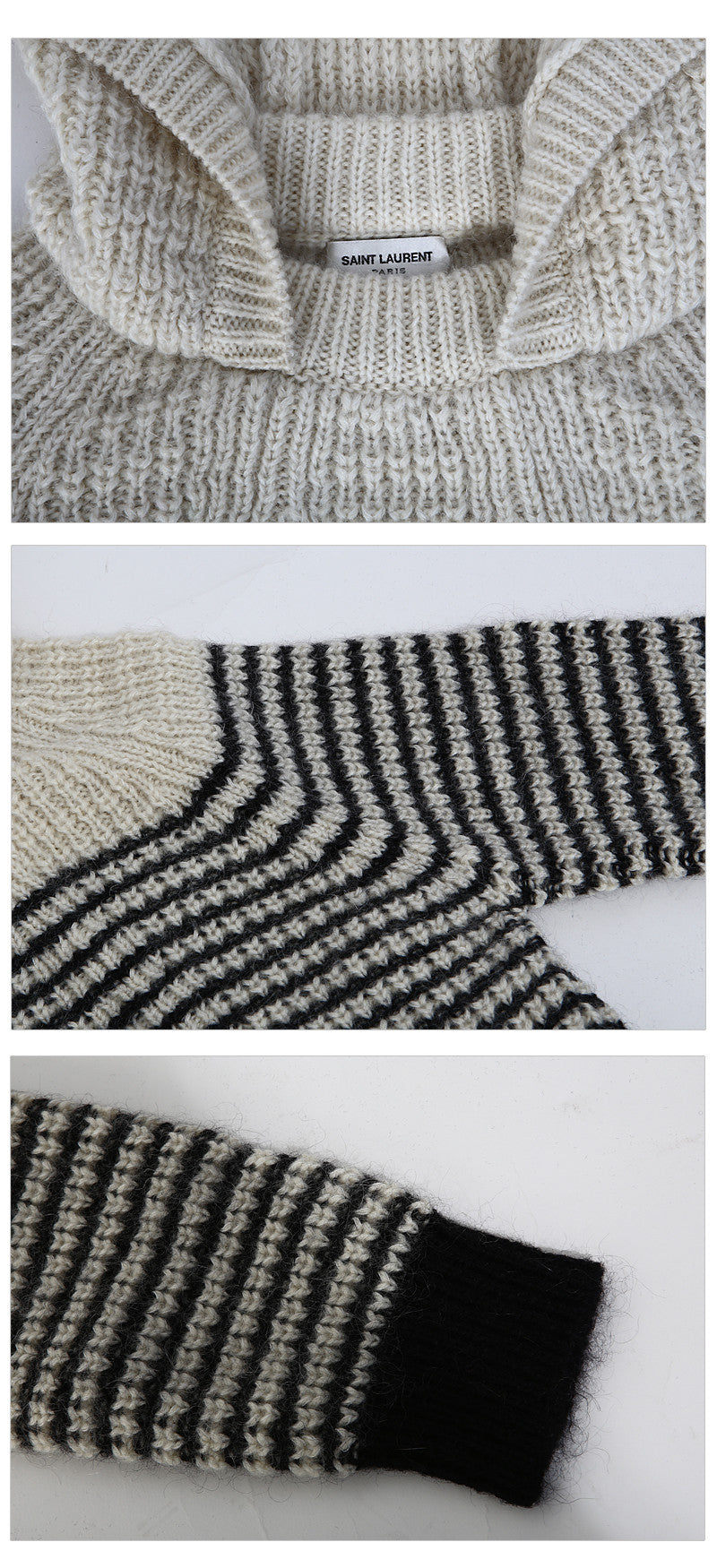 Saint Laurent Men's Striped Hooded Knit Sweater 584942 9744