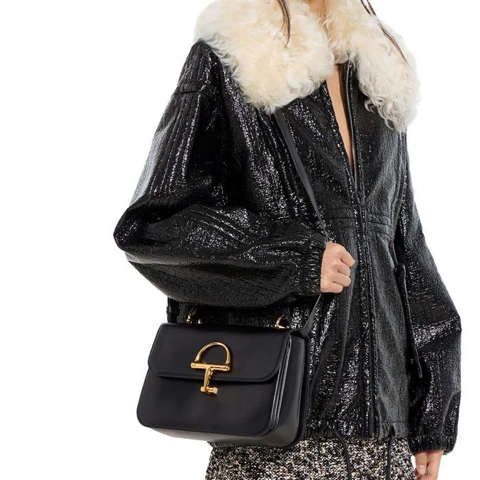 GUCCI Siena Medium Top Handle Shoulder Bag Black Leather