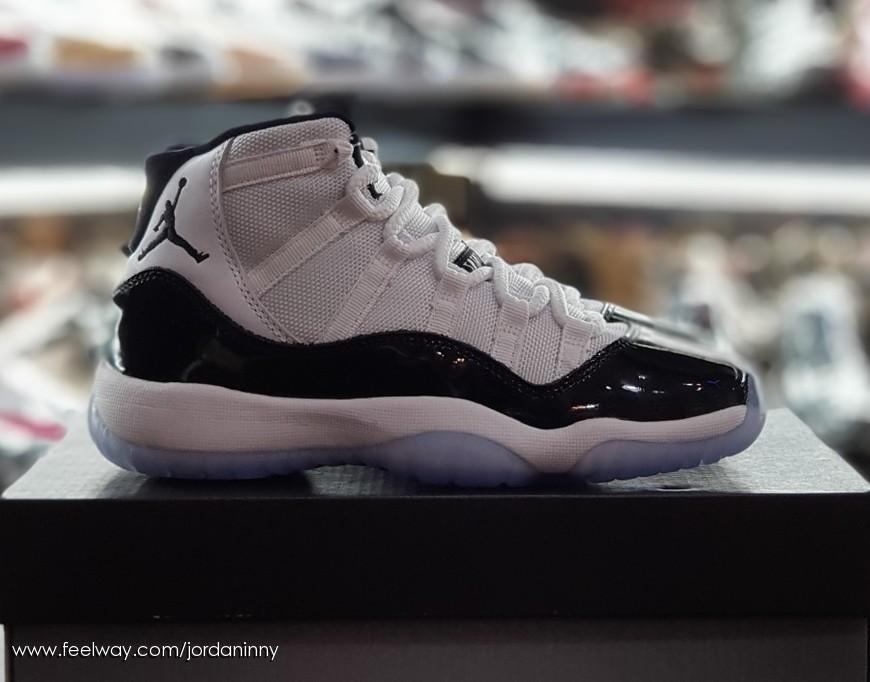 Air Jordan 11 Retro Concord 2018 White Black Women's High Top Sneaker 378038 100