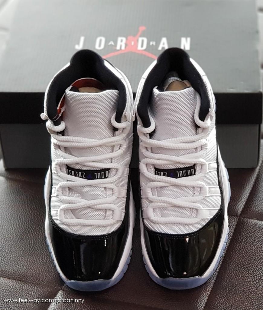 Air Jordan 11 Retro Concord 2018 White Black Women's High Top Sneaker 378038 100