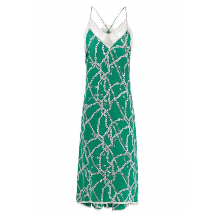 Zadig&Voltaire Green Chain Print Long Dress