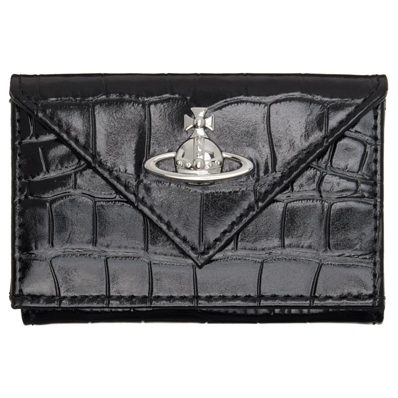 Vivienne Westwood Crocodile-Embossed Leather Small Wallet Black