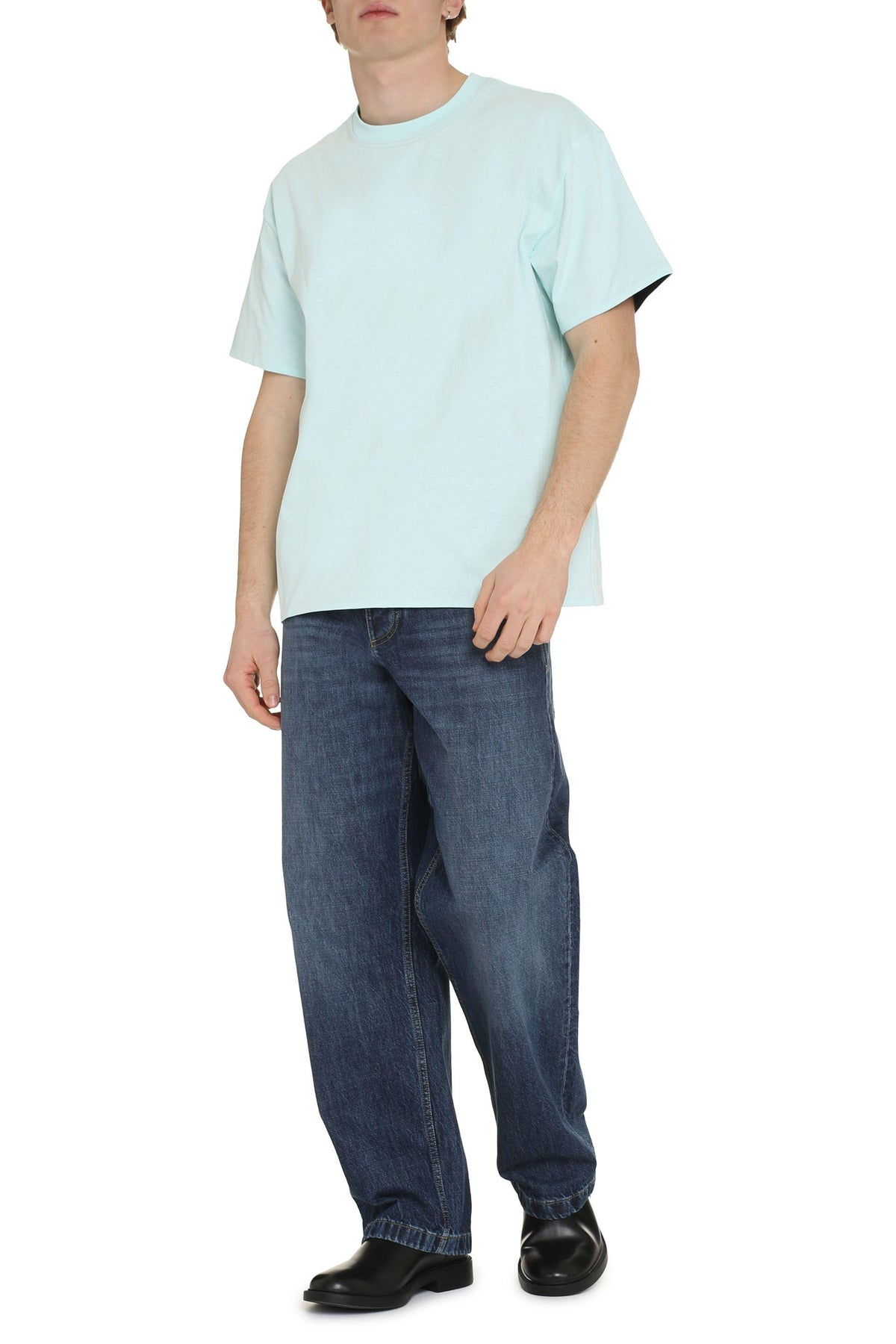 Bottega Veneta Blue Cotton Short Sleeve T-Shirt