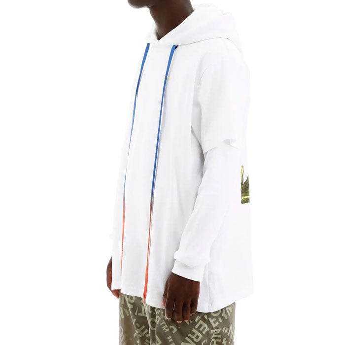 OFF WHITE Long Sleeve Logo Hoodie T-Shirt White OMAB033F19185010