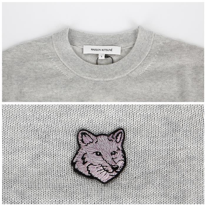 Maison Kitsune Bold Fox Head Patch Crewneck Knit Sweater MW00801KT1036 H120