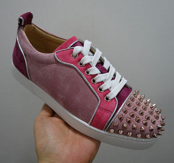 Christian Louboutin Multi Rose Pink Junior Spike Low-Top Sneakers