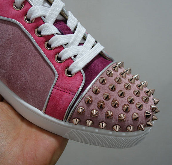 Christian Louboutin Multi Rose Pink Junior Spike Low-Top Sneakers