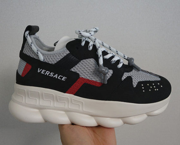 Versace Chain Reaction Men's Low Top Sneakers Black Gray DSU7462