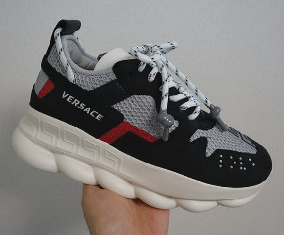 Versace Chain Reaction Men's Low Top Sneakers Black Gray DSU7462