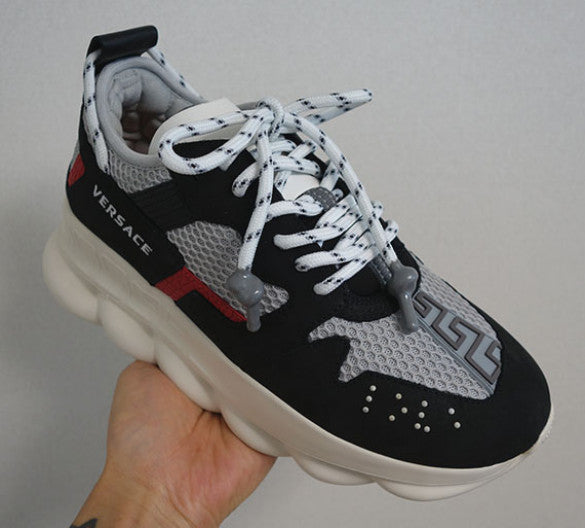 Versace Chain Reaction Men's Low Top Sneakers Black Gray DSU7462