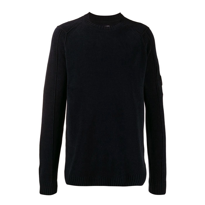 CP Company Lens Patch Round Neck Knit Sweater for Men 07CMKN072A
