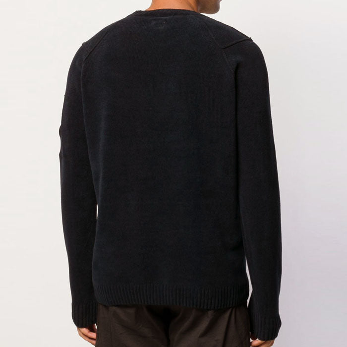 CP Company Lens Patch Round Neck Knit Sweater for Men 07CMKN072A