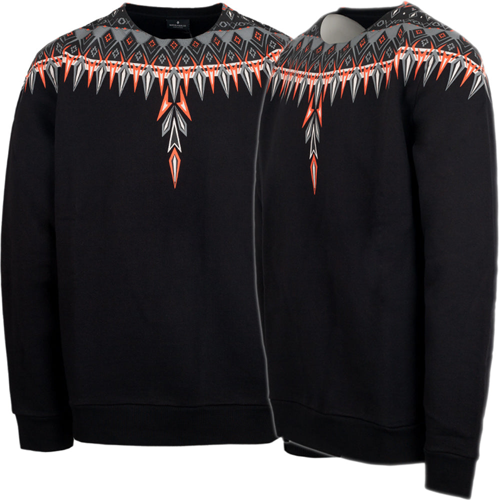 Marcelo Burlon Wing Print Crewneck Sweatshirt Black Cotton Men