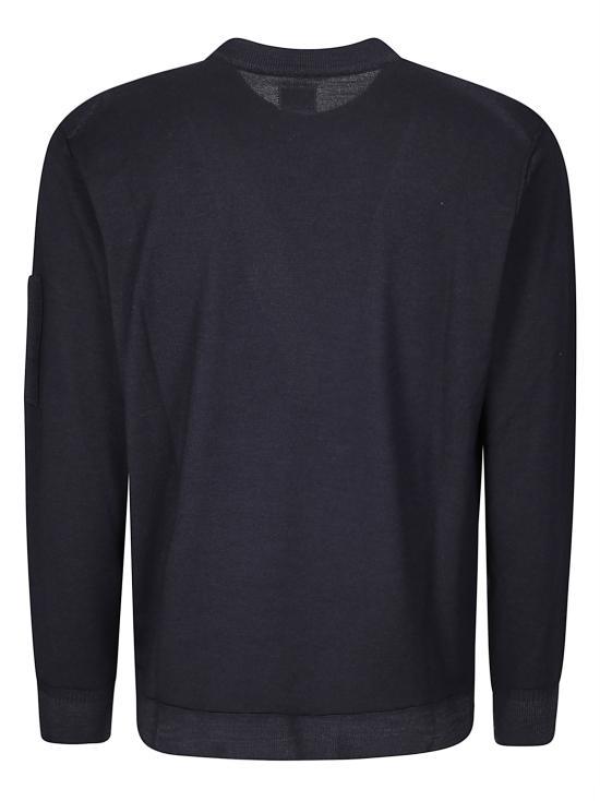 CP Company Black Round Neck Knit Sweater for Men