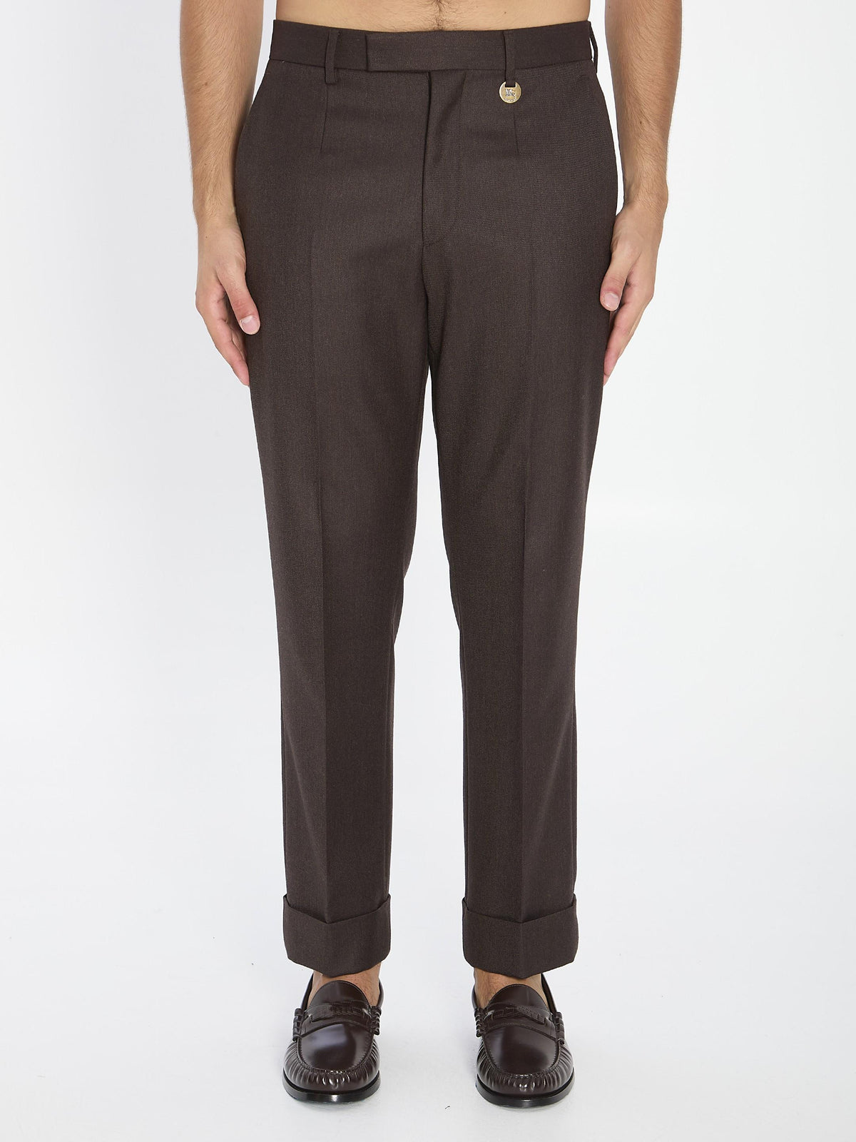 BURBERRY Brown Wool Dress Suit Pants
