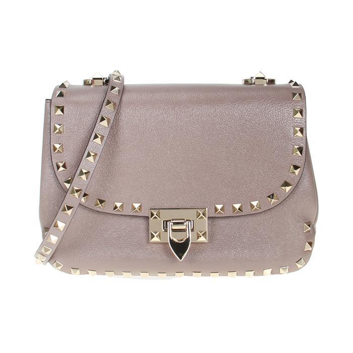 VALENTINO Rockstud Leather Crossbody Bag Navy