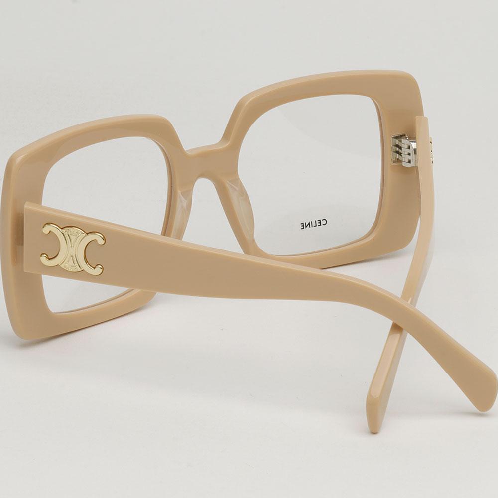 CELINE Beige Triomphe Square Acetate Eyeglass Frames Unisex CL50121I 057
