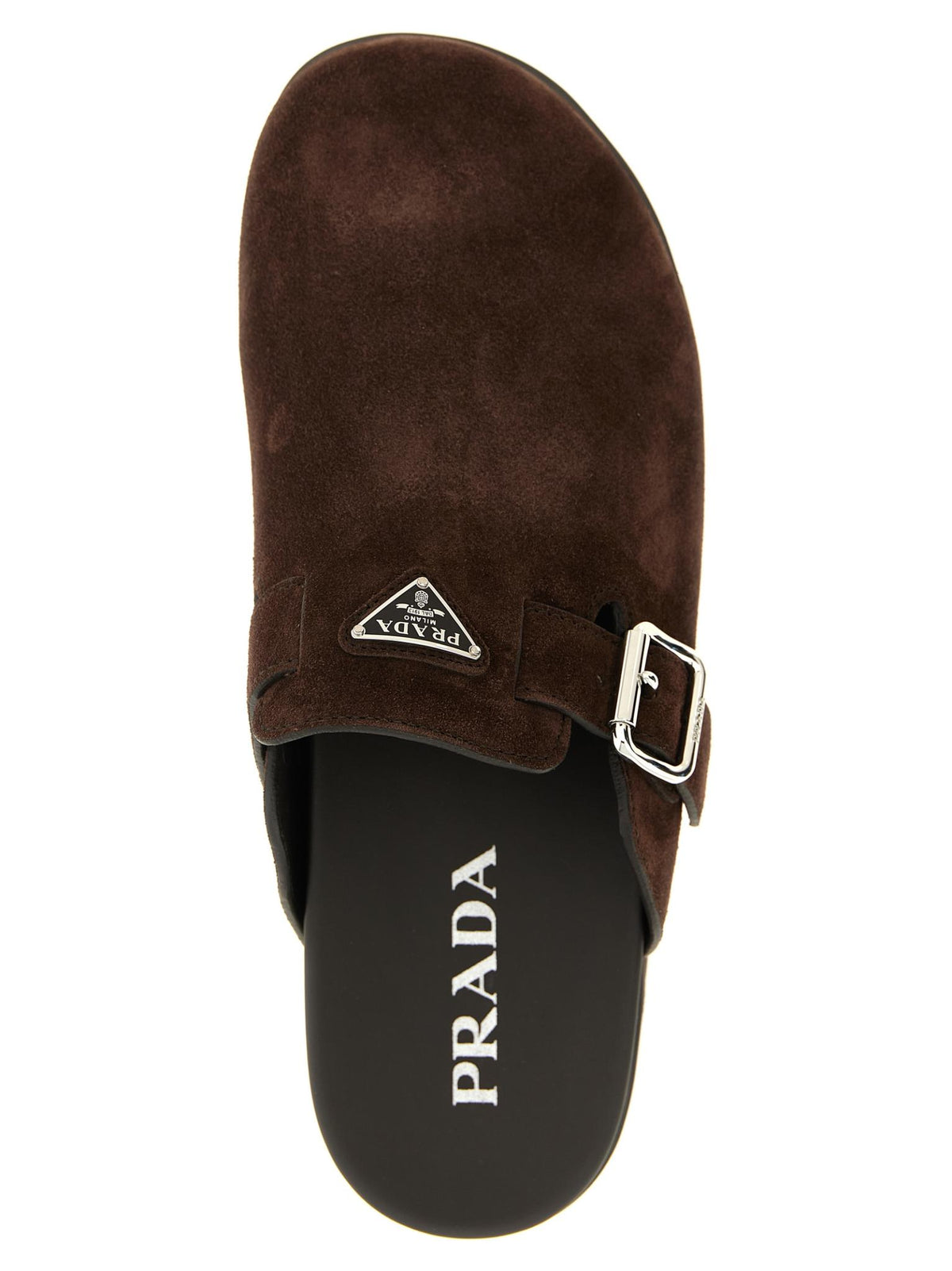 PRADA Black Leather Slide Slippers for Men