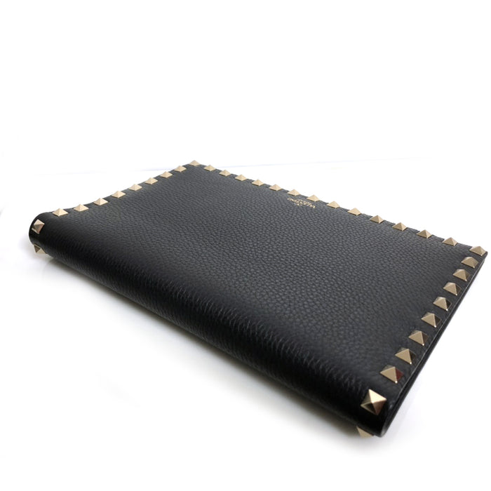 VALENTINO Rockstud Black Leather Clutch Bag TW2P0S39 VSH