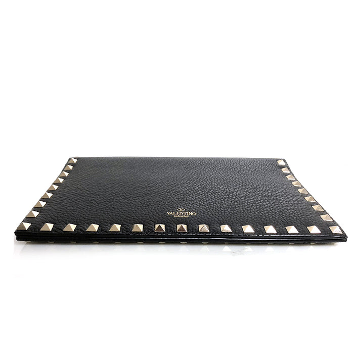 VALENTINO Rockstud Black Leather Clutch Bag TW2P0S39 VSH