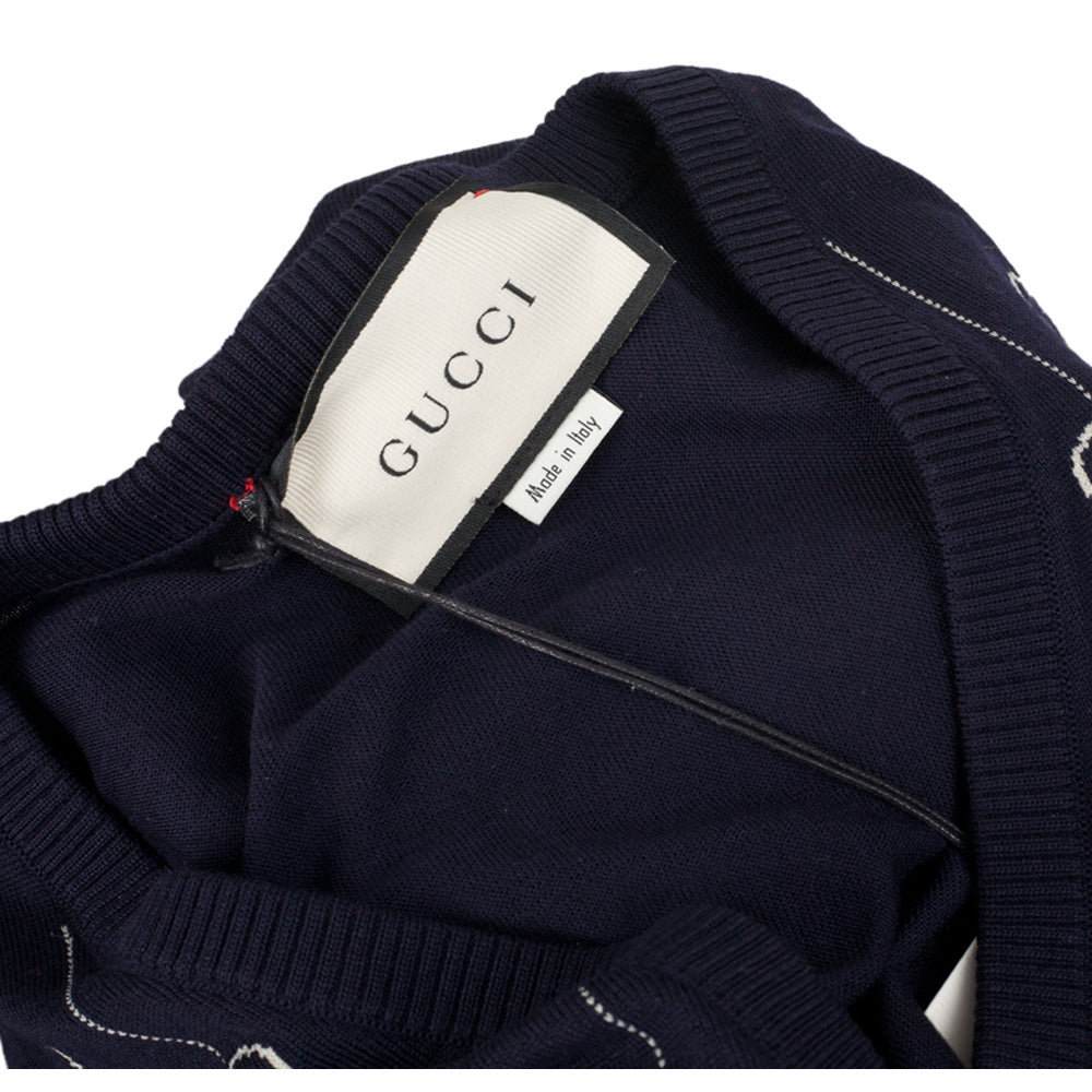 GUCCI GG Logo V-Neck Knit Sweater for Men 576902 XKAUM 4650