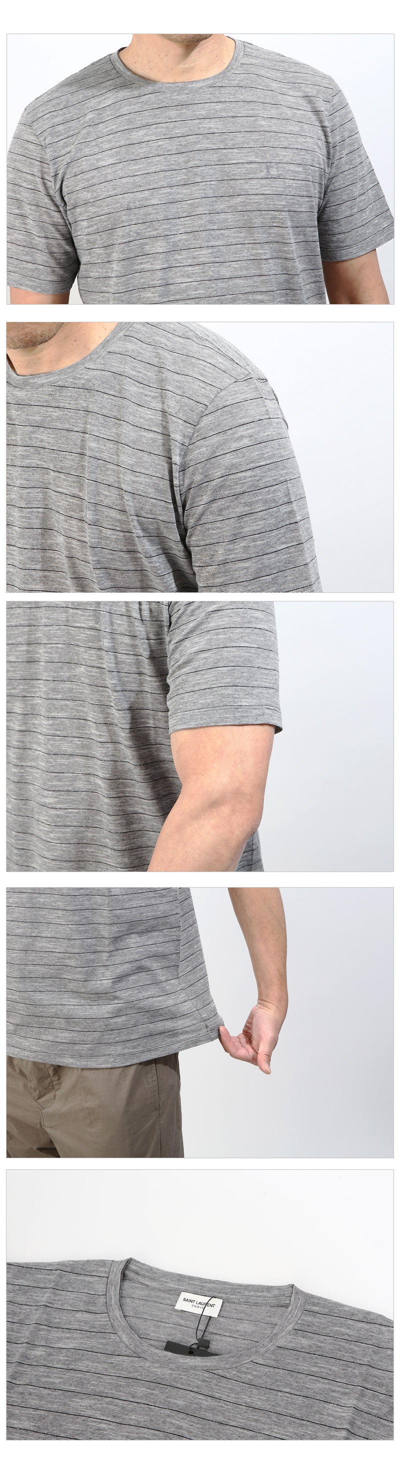 Saint Laurent Men's Striped Short Sleeve T-Shirt 605252 1407