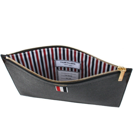 THOM BROWNE Pebble Grain Leather Small Clutch Bag