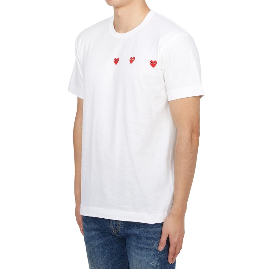 Comme des Garcons Triple Red Heart Unisex Short Sleeve T-Shirt