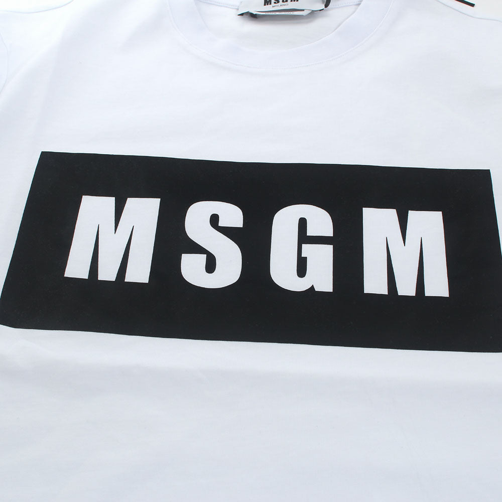 MSGM Men's Logo Print Short-Sleeve T-Shirt White/Black 2840MM67 01