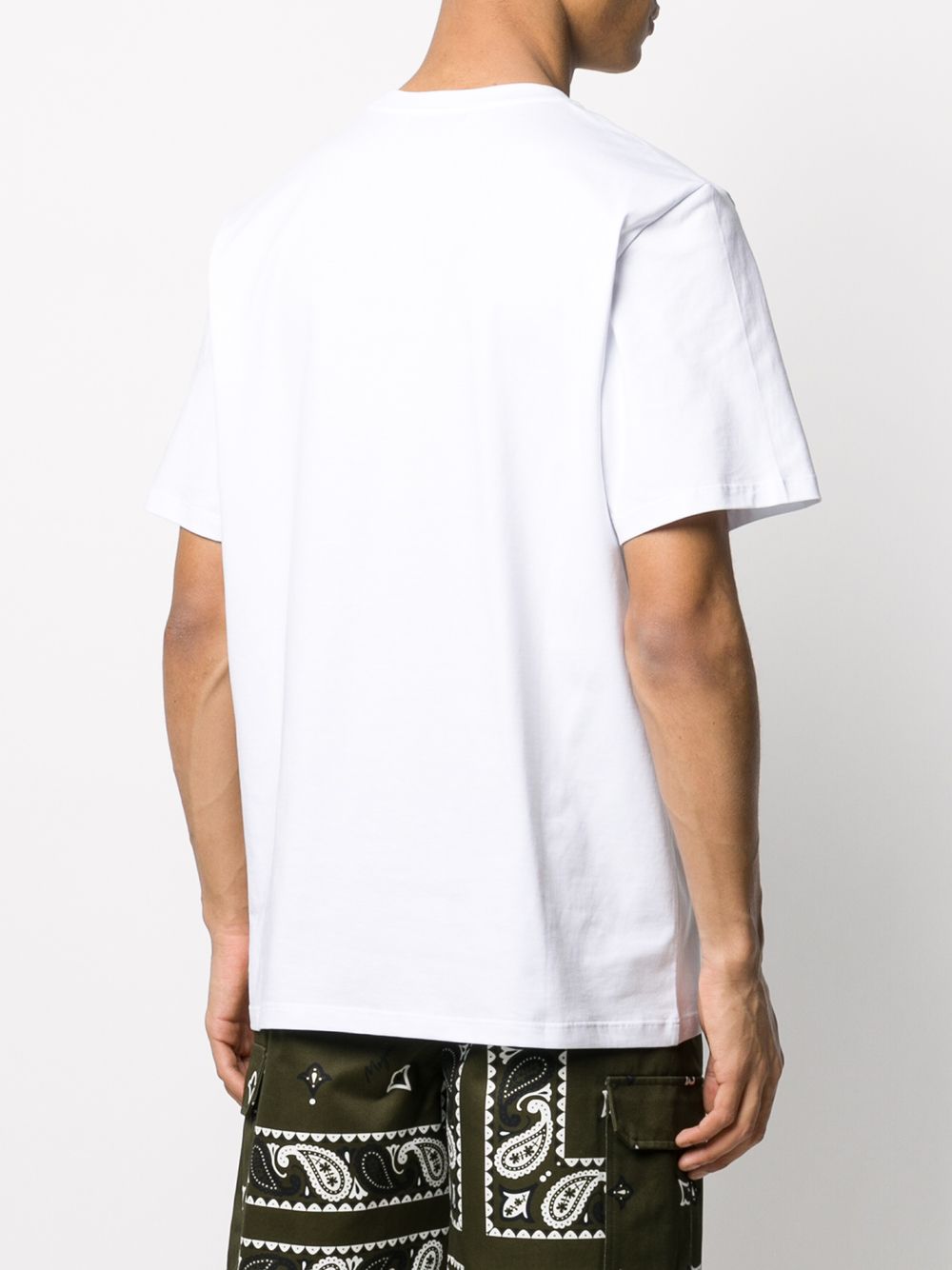 MSGM Men's Logo Print Short-Sleeve T-Shirt White/Black 2840MM67 01