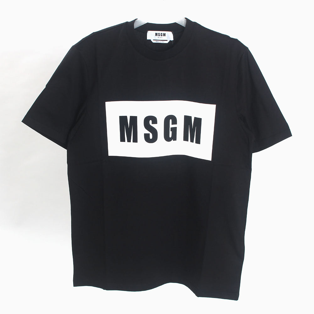 MSGM Men's Logo Print Short Sleeve T-Shirt Black/White 2840MM67 99