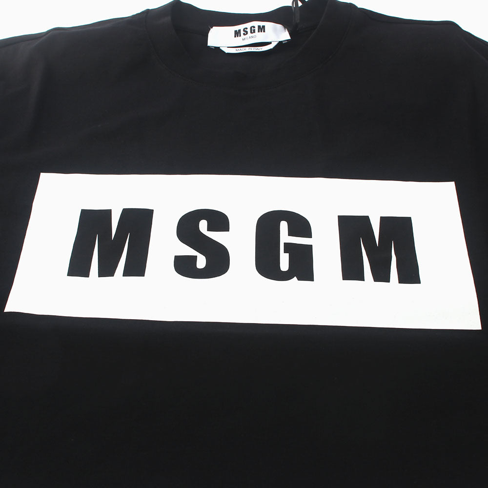 MSGM Men's Logo Print Short Sleeve T-Shirt Black/White 2840MM67 99
