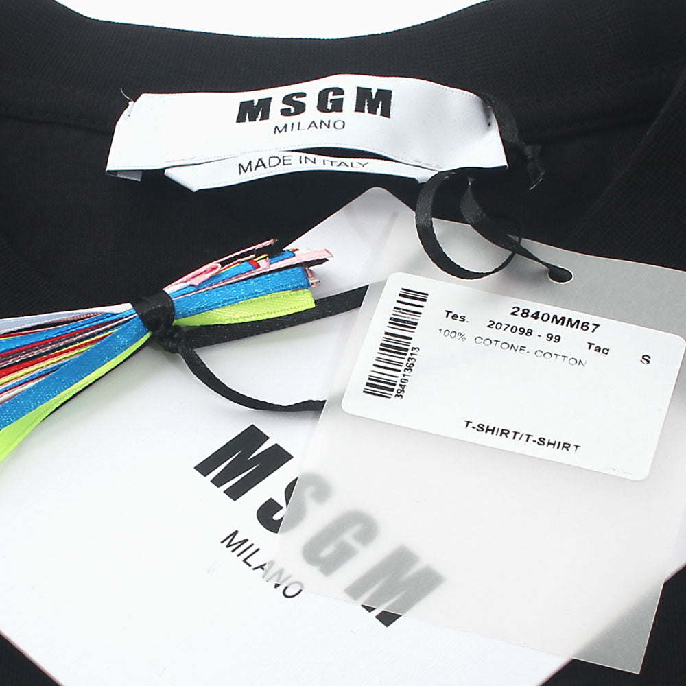 MSGM Men's Logo Print Short Sleeve T-Shirt Black/White 2840MM67 99