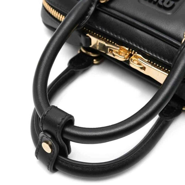 Miu Miu Arcadie Mini Leather Tote Bag Black