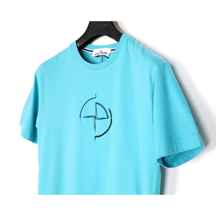 STONE ISLAND Logo Embroidered Back Print Short Sleeve T-Shirt