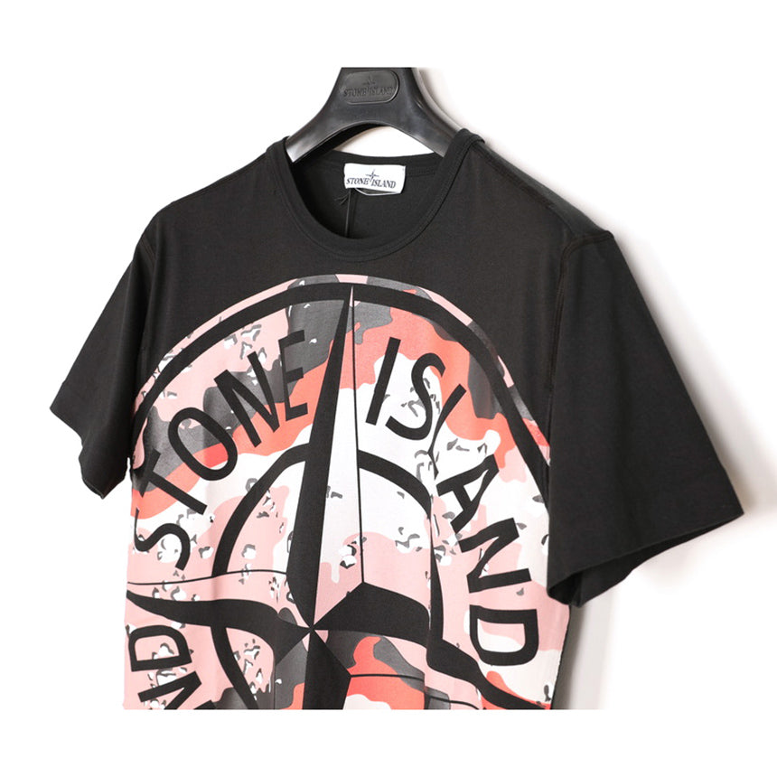 STONE ISLAND Big Logo Camo Print Crewneck Short Sleeve T-Shirt