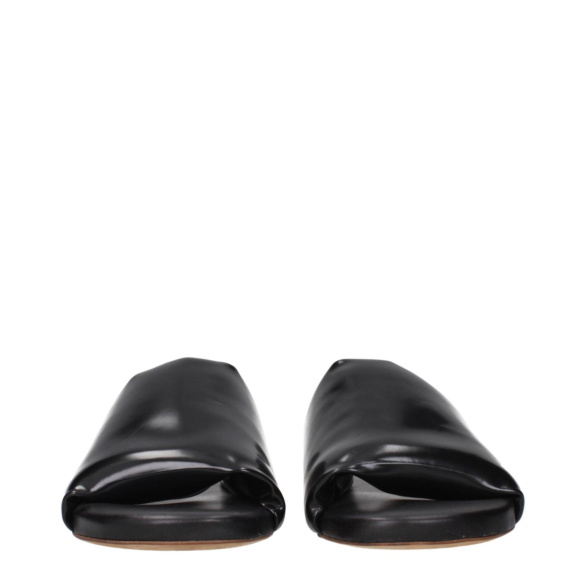 Bottega Veneta Black Leather Slide Sandals