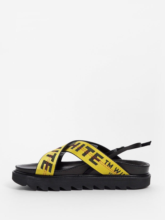 OFF WHITE Yellow Industrial Logo Cross Strap Women’s Sandals