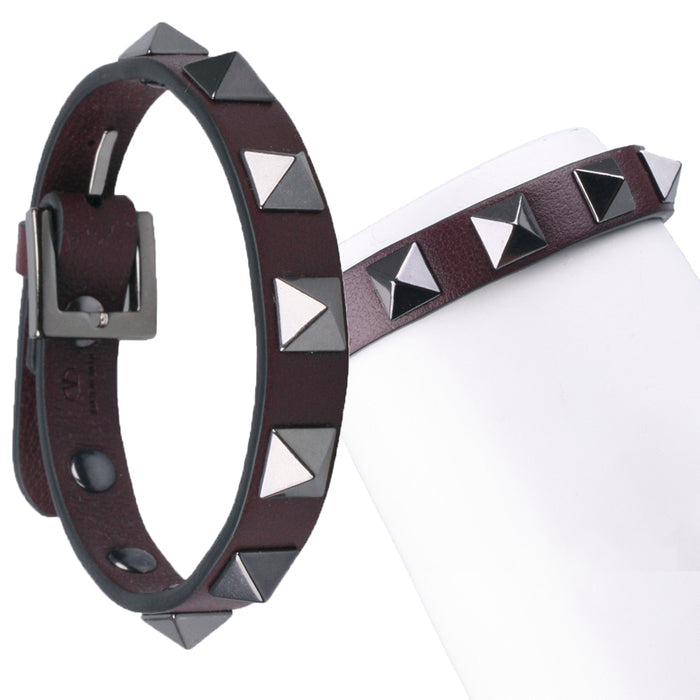 VALENTINO Rockstud Leather Bracelet Red Men’s Jewelry